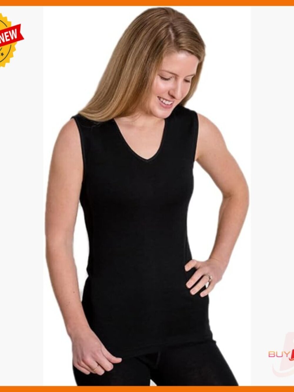 Organic Wool Silk Sleeveless Undershirt V-Neck Tank Top Women's